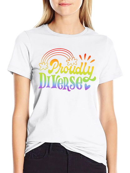 Proudly Diverse Rainbow Graphic T-Shirt