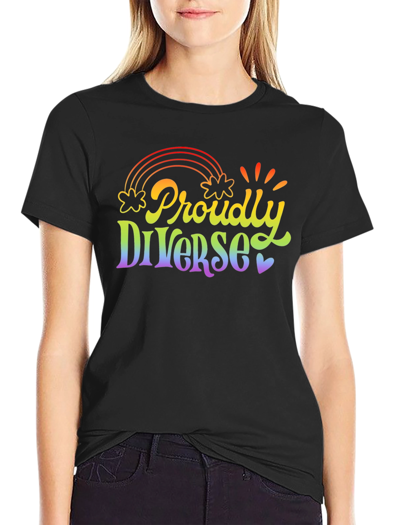 Proudly Diverse Rainbow Graphic T-Shirt