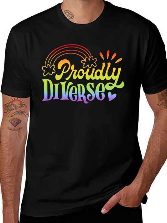 Proudly Diverse Rainbow Graphic T-Shirt