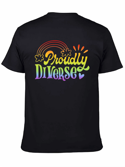 Proudly Diverse Rainbow Graphic T-Shirt
