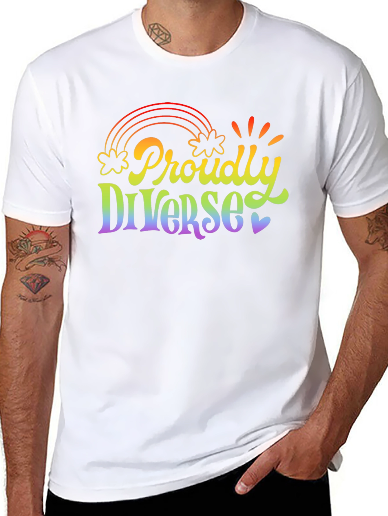 Proudly Diverse Rainbow Graphic T-Shirt