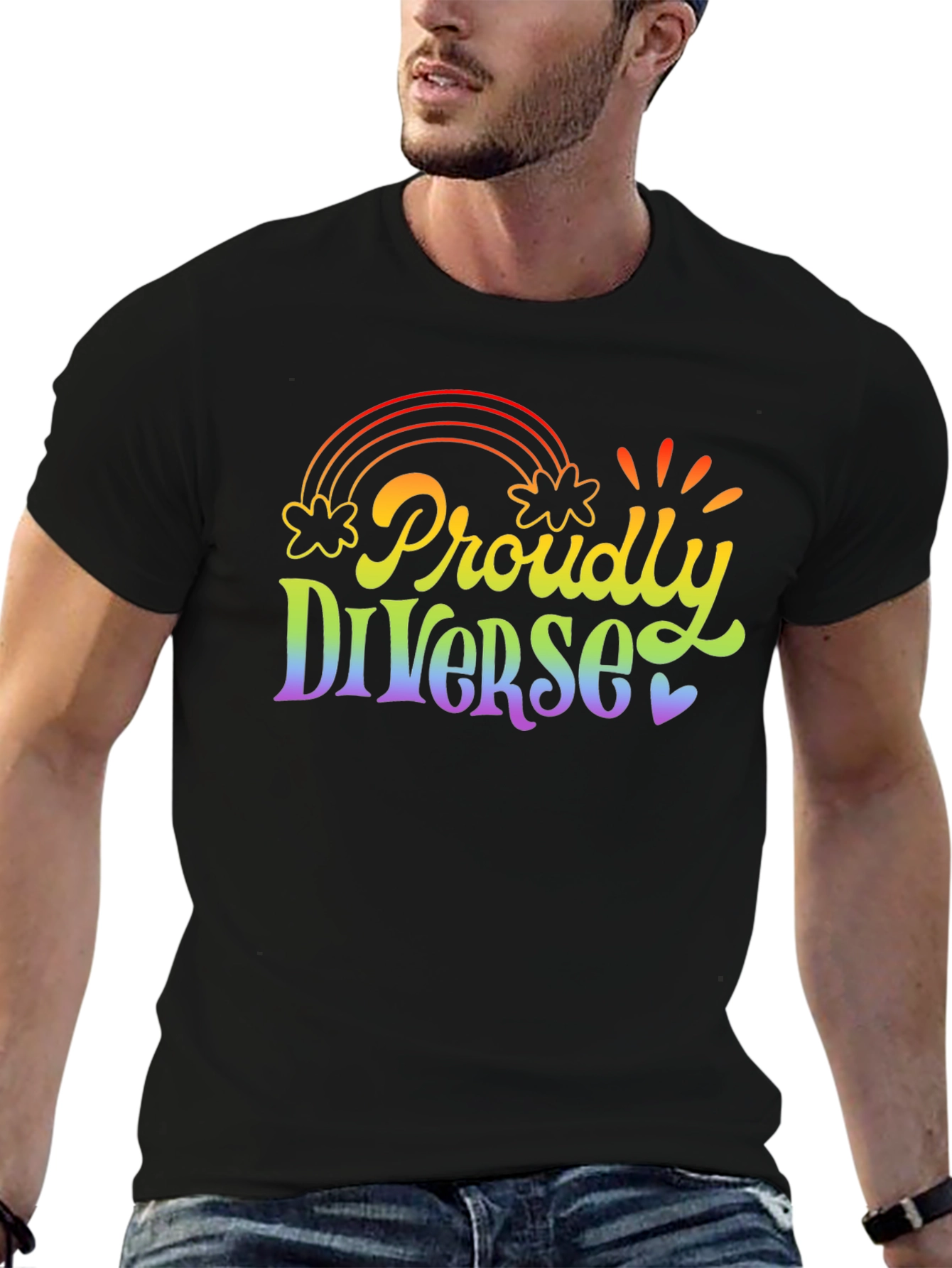 Proudly Diverse Rainbow Graphic T-Shirt