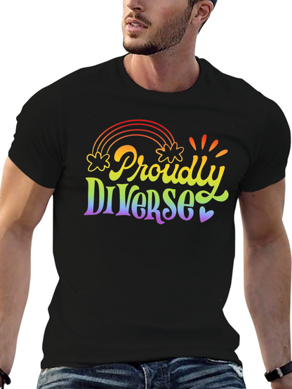 Proudly Diverse Rainbow Graphic T-Shirt