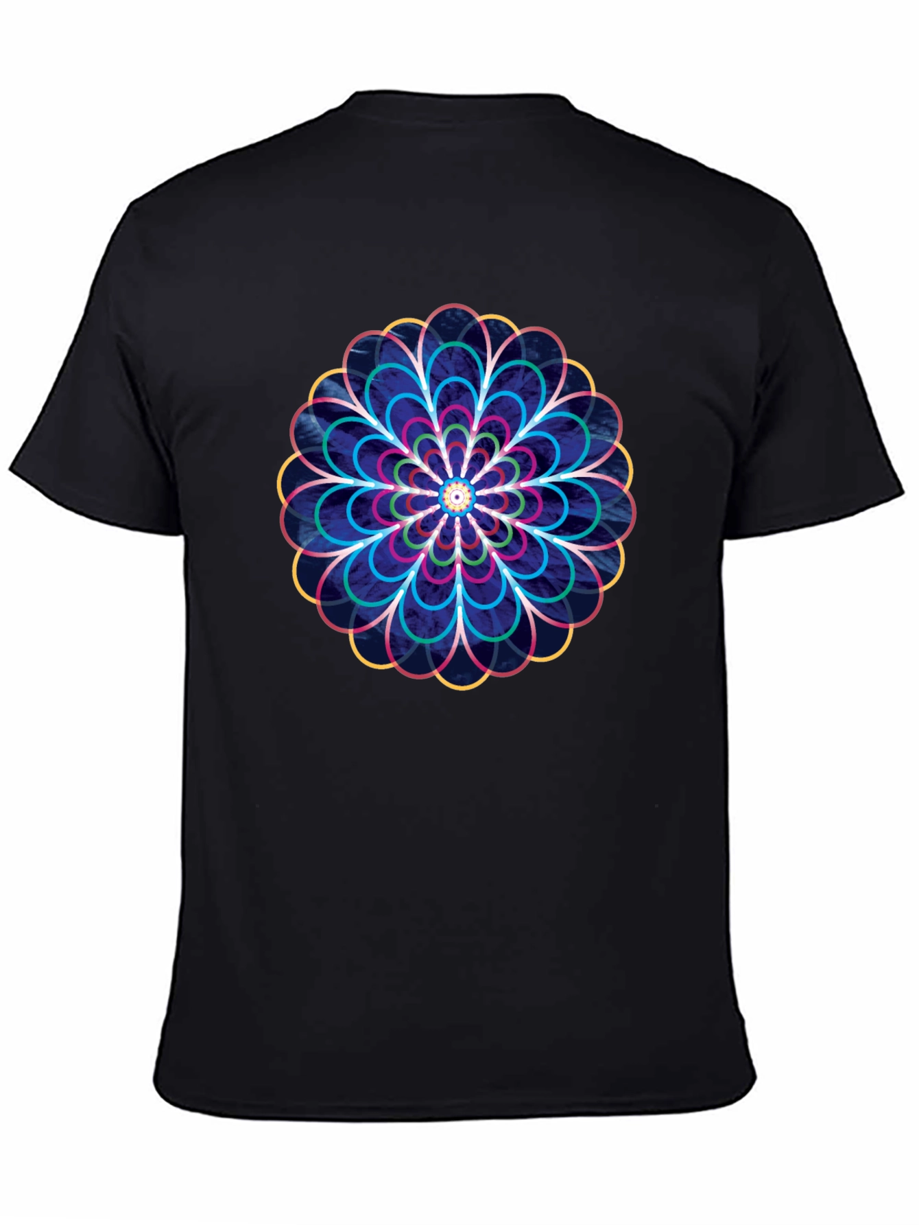 Geometric Floral Graphic Print T-Shirt - Black