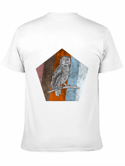 Owl Graphic Print Mens Black T-Shirt