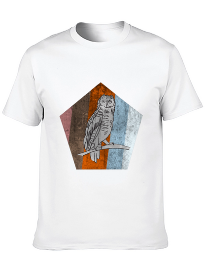 Owl Graphic Print Mens Black T-Shirt