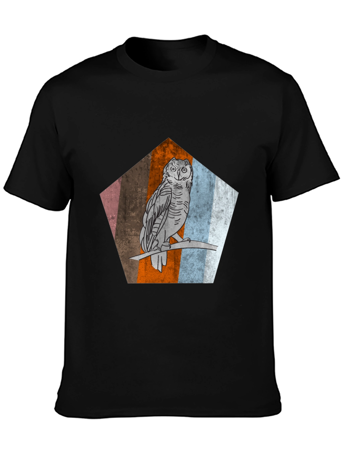 Owl Graphic Print Mens Black T-Shirt