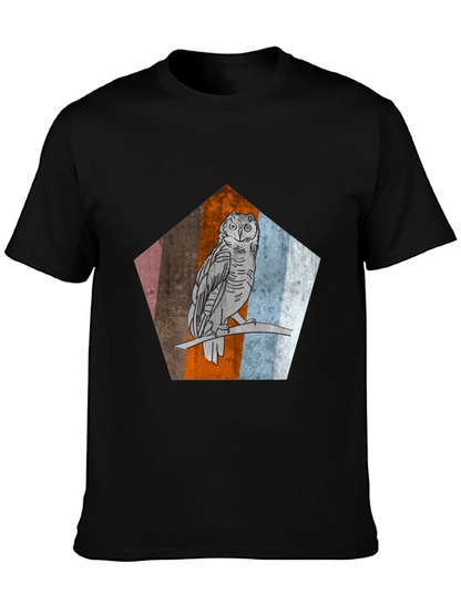 Owl Graphic Print Mens Black T-Shirt