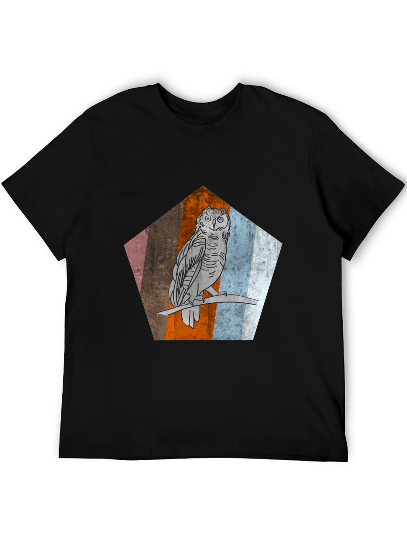 Owl Graphic Print Mens Black T-Shirt