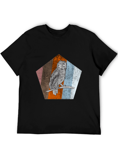 Owl Graphic Print Mens Black T-Shirt