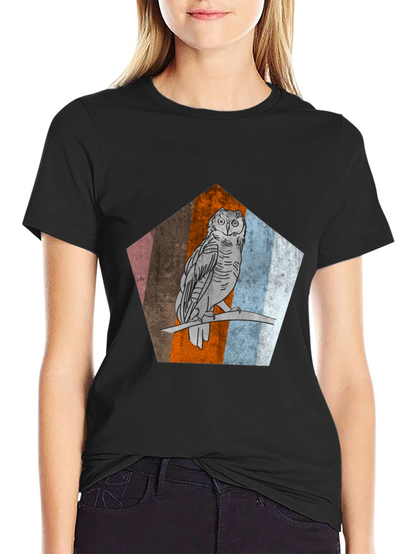 Owl Graphic Print Mens Black T-Shirt