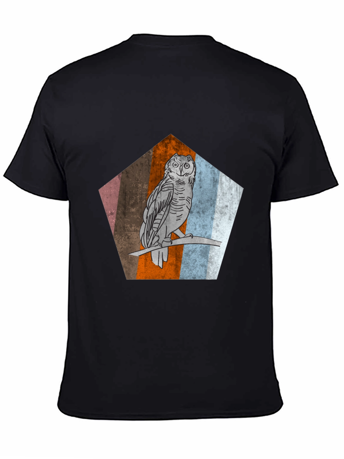 Owl Graphic Print Mens Black T-Shirt