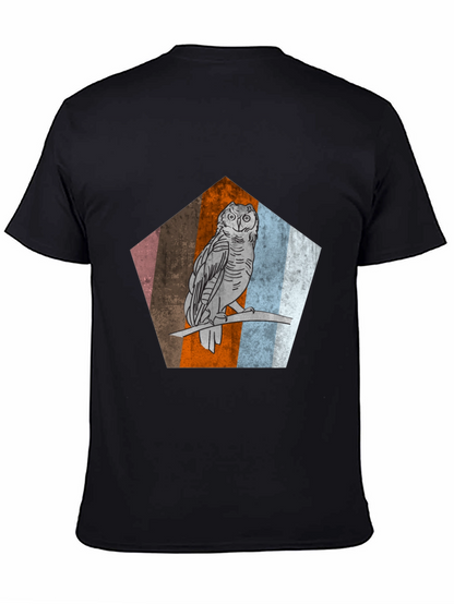 Owl Graphic Print Mens Black T-Shirt