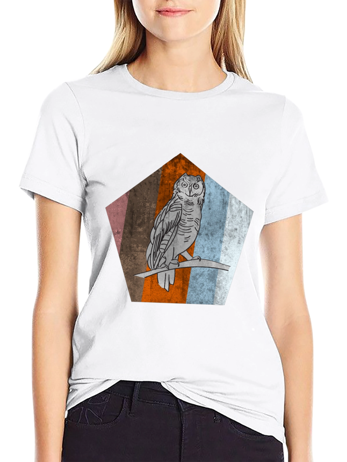 Owl Graphic Print Mens Black T-Shirt