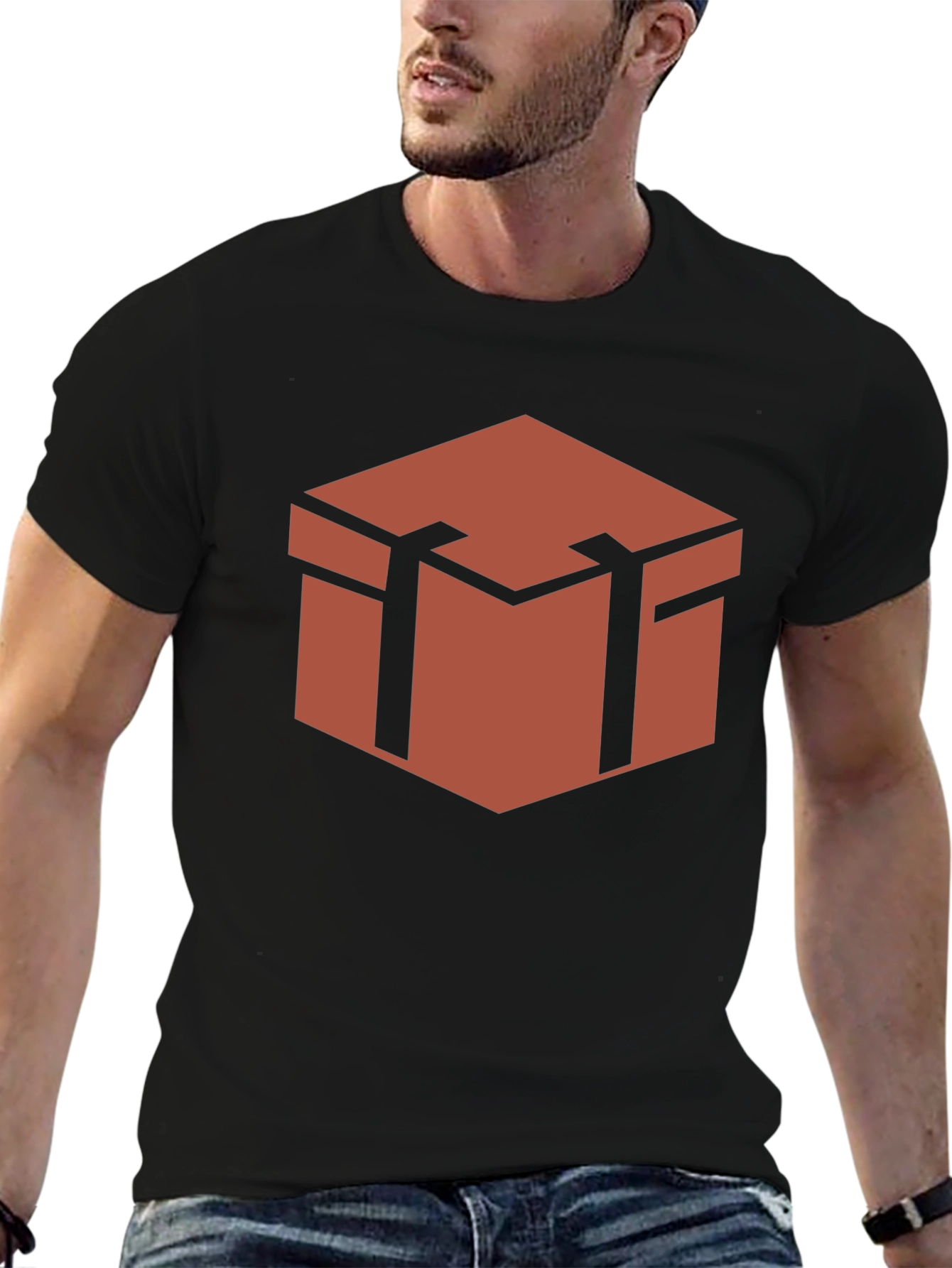 Geometric Chest Graphic Tee - Stylish Black Shirt