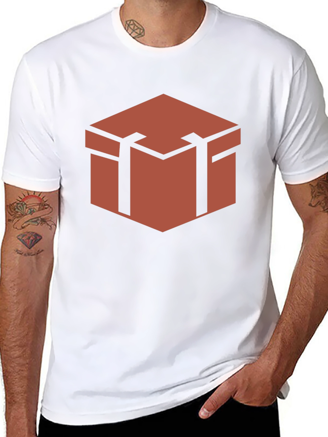 Geometric Chest Graphic Tee - Stylish Black Shirt