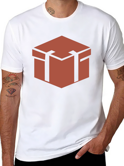 Geometric Chest Graphic Tee - Stylish Black Shirt
