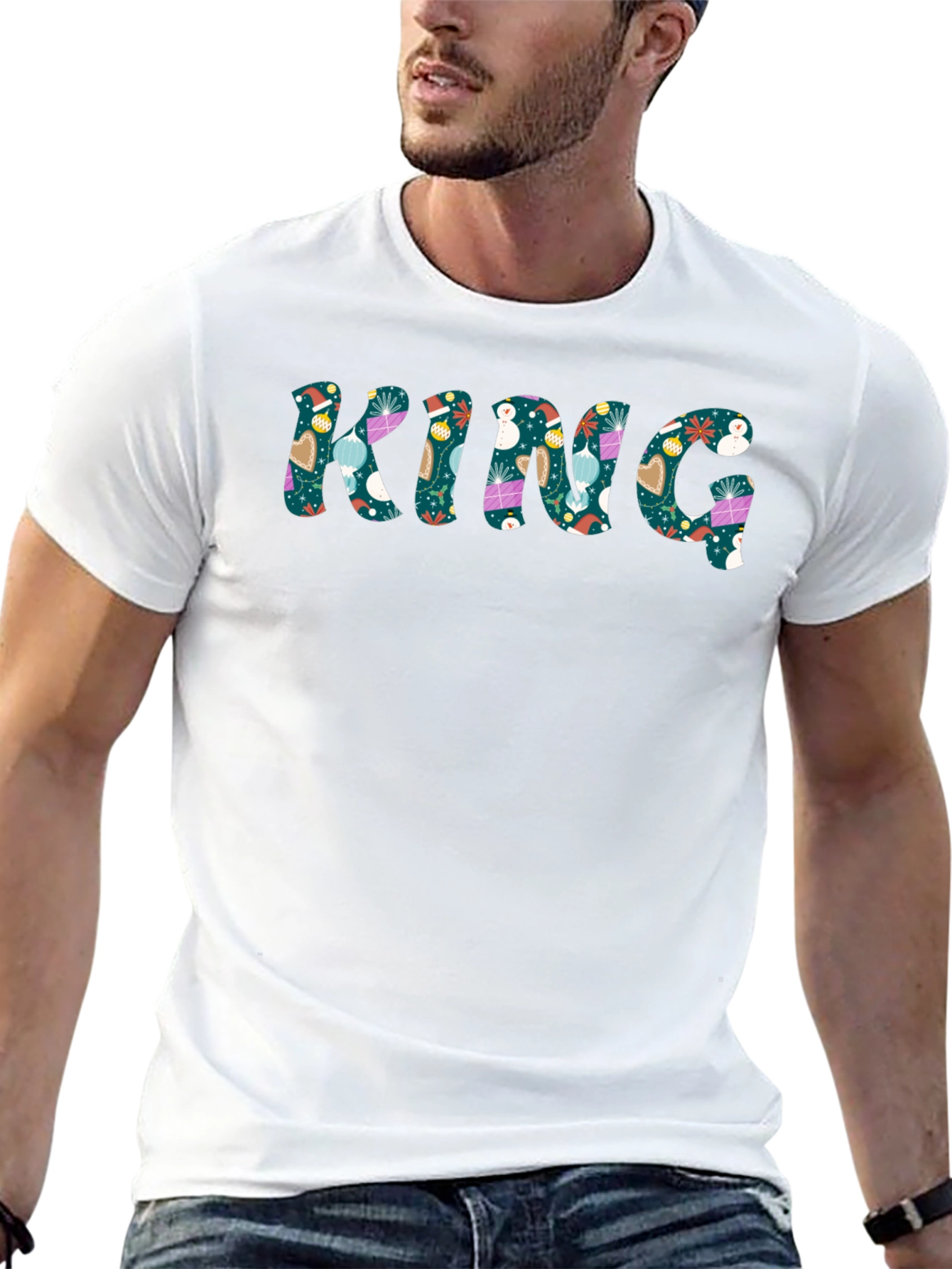 Festive KING Graphic Print Mens Tee