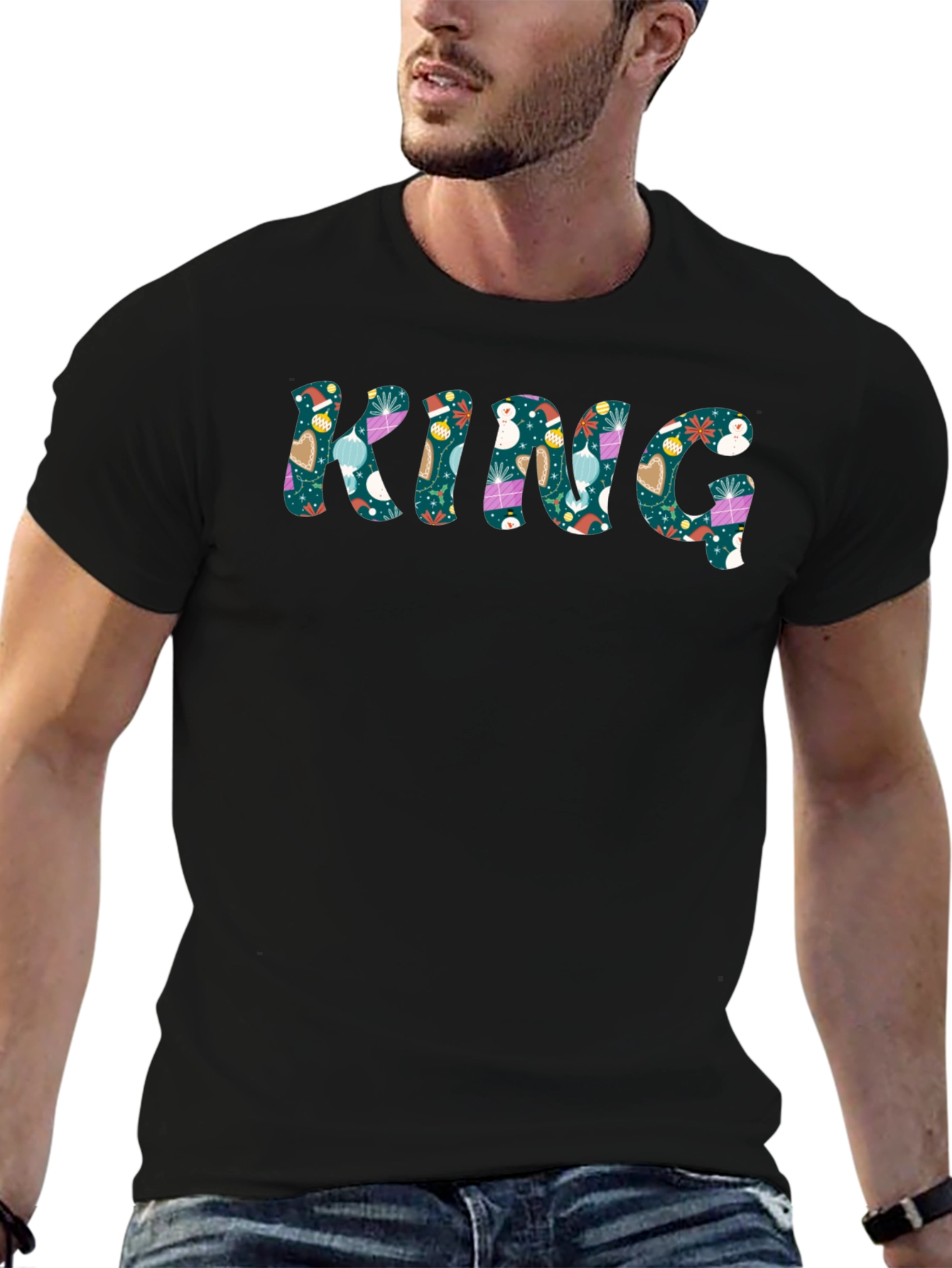 Festive KING Graphic Print Mens Tee
