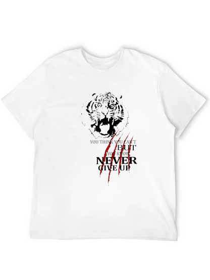 Tiger Graphic Black T-Shirt - Never Give Up