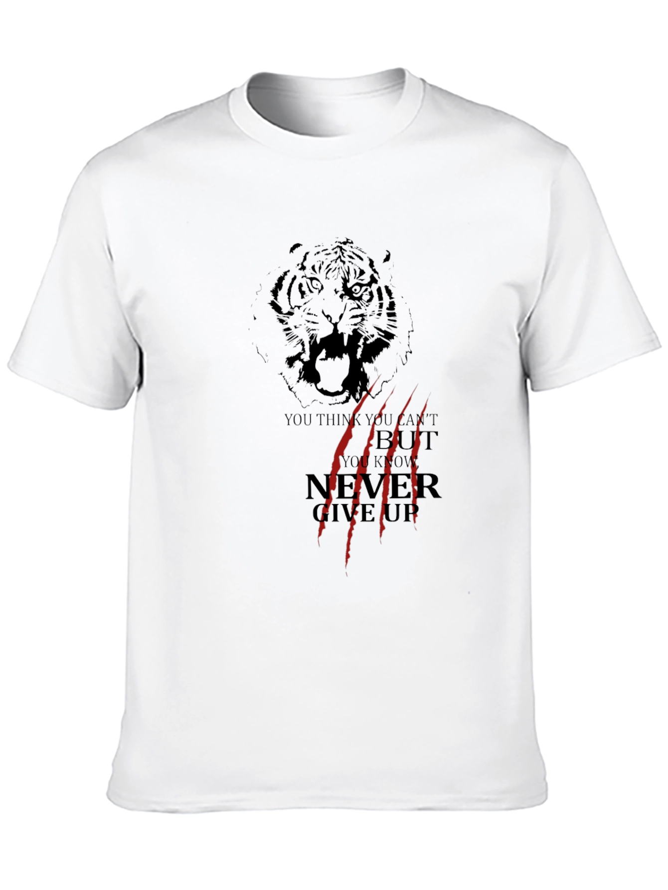 Tiger Graphic Black T-Shirt - Never Give Up