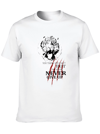 Tiger Graphic Black T-Shirt - Never Give Up
