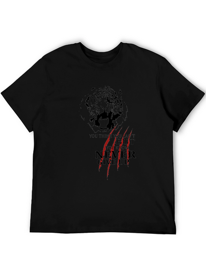 Tiger Graphic Black T-Shirt - Never Give Up