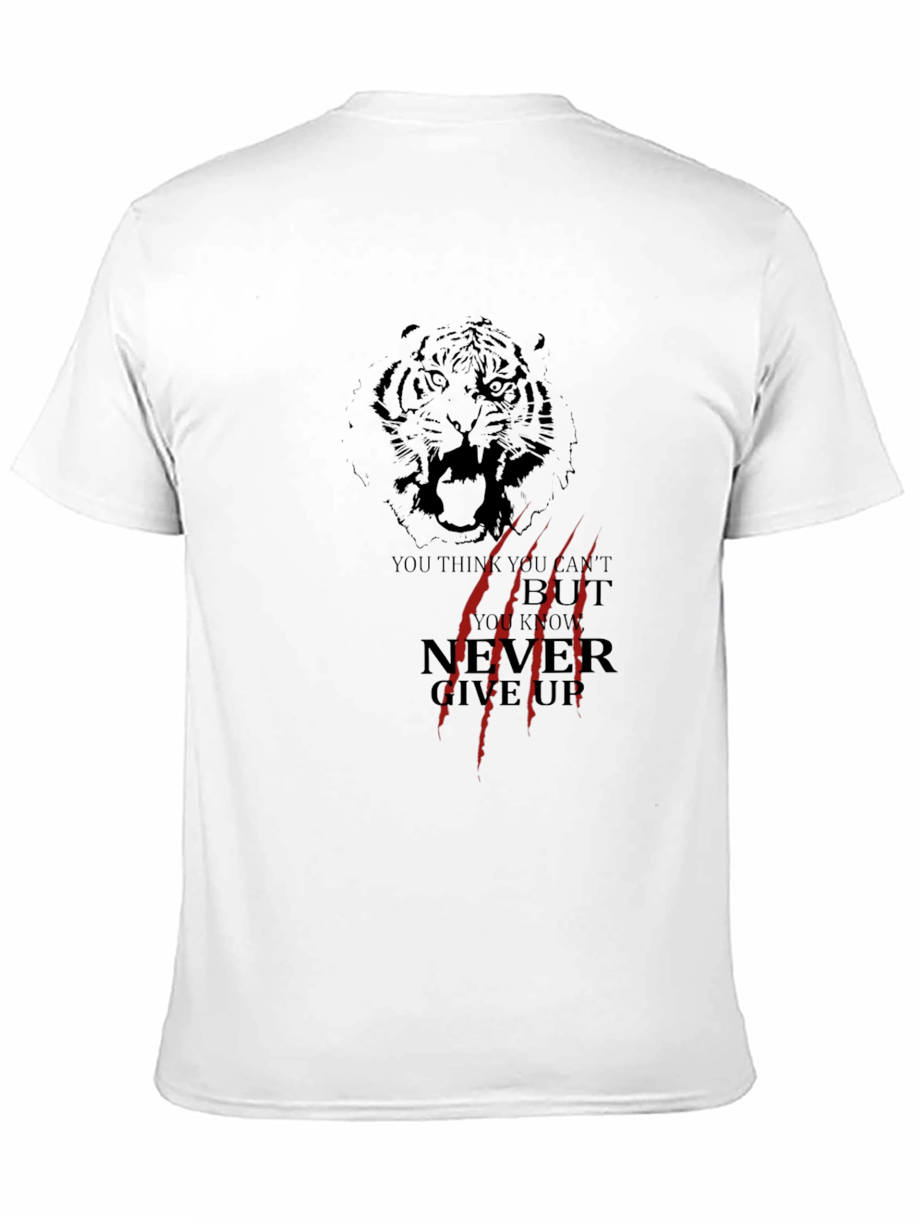 Tiger Graphic Black T-Shirt - Never Give Up