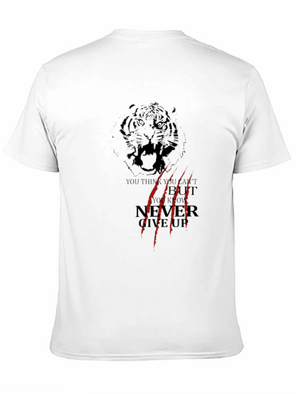 Tiger Graphic Black T-Shirt - Never Give Up