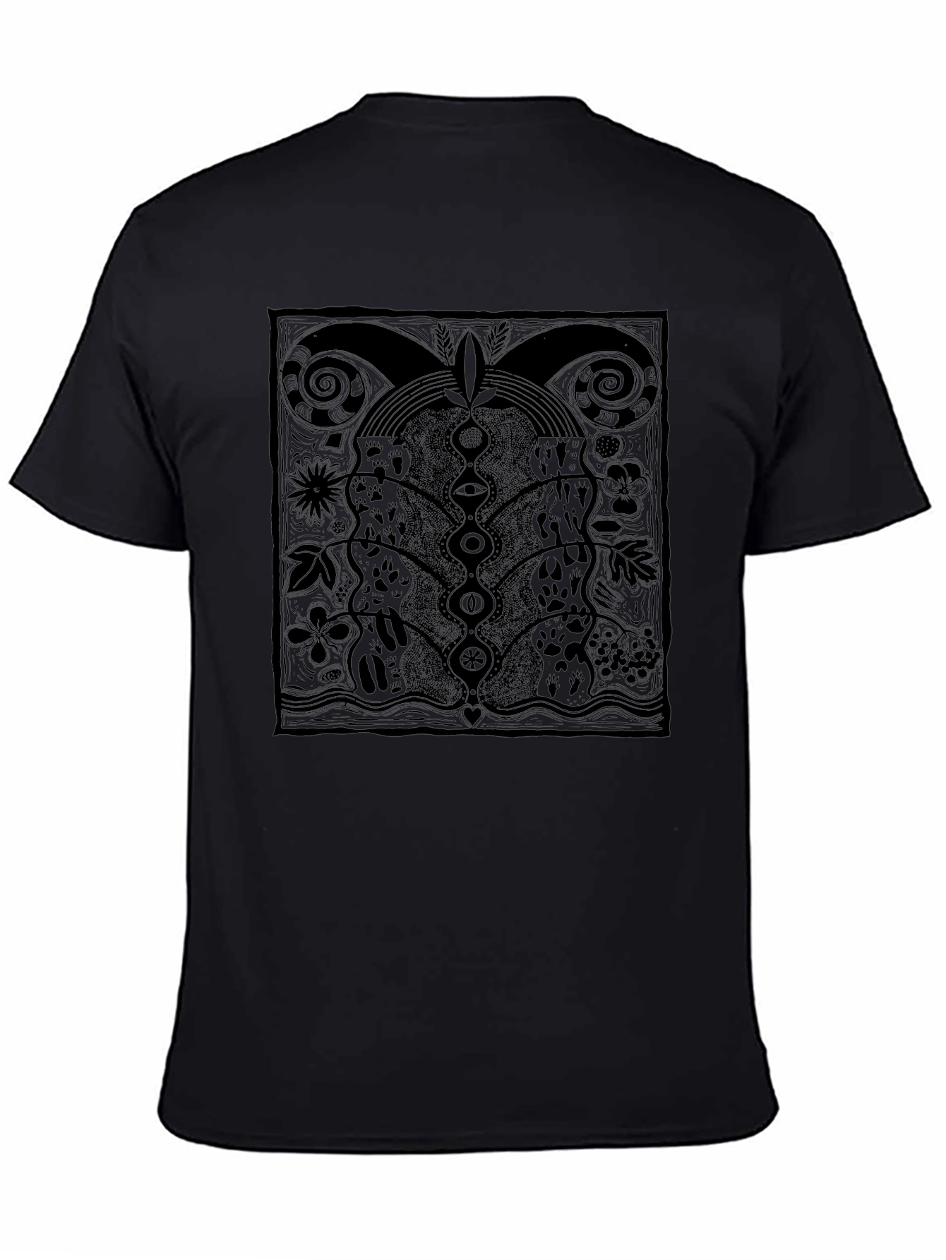 Unique Graphic Print Tee - Black Cotton Comfort