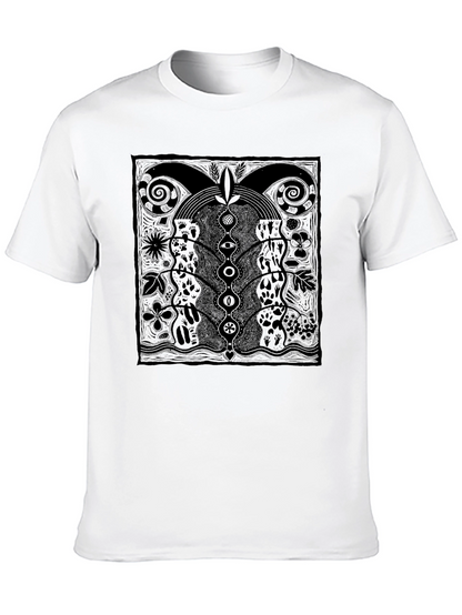 Unique Graphic Print Tee - Black Cotton Comfort