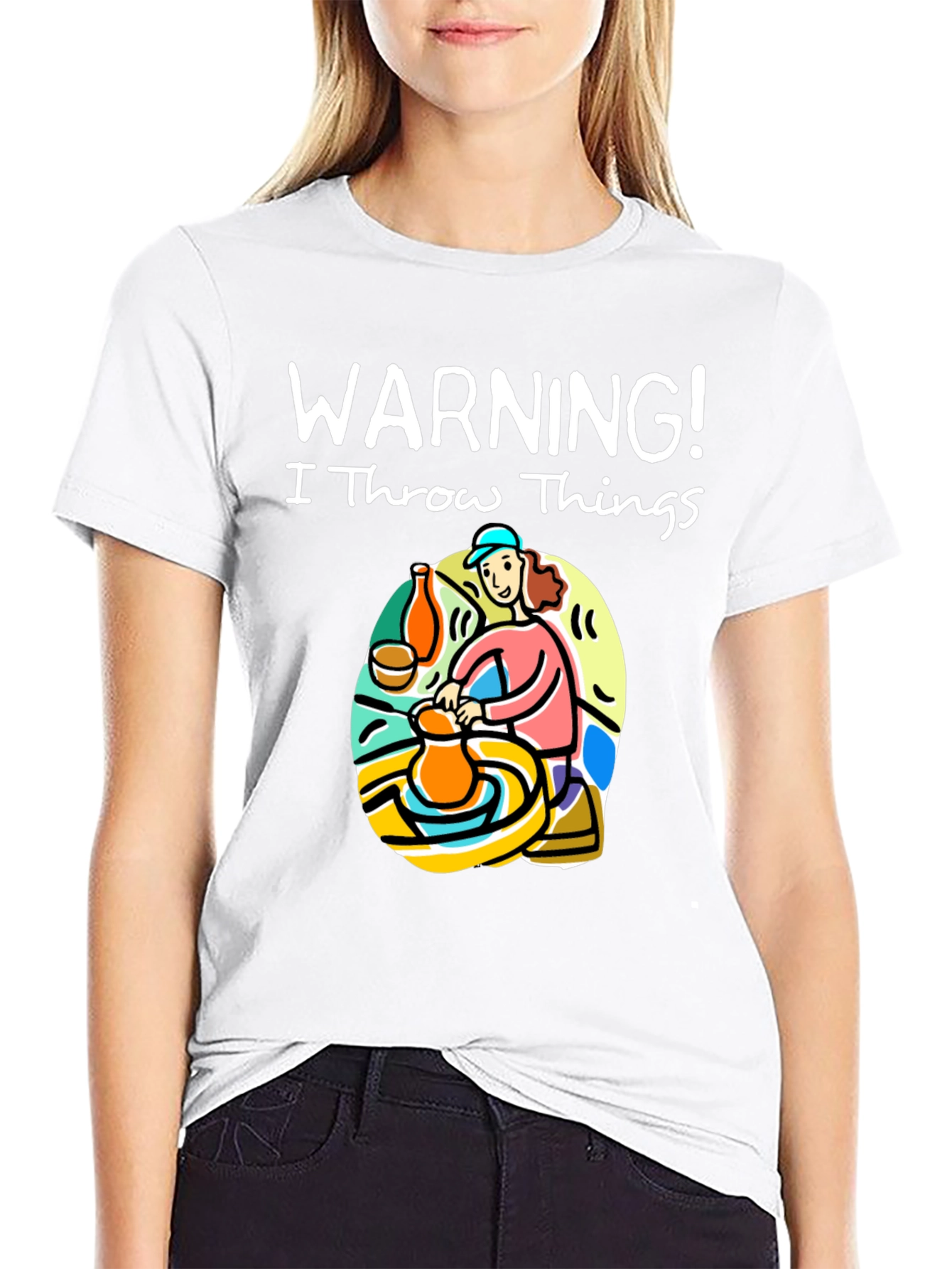 Warning I Throw Things T-Shirt: Pottery Lover Gift
