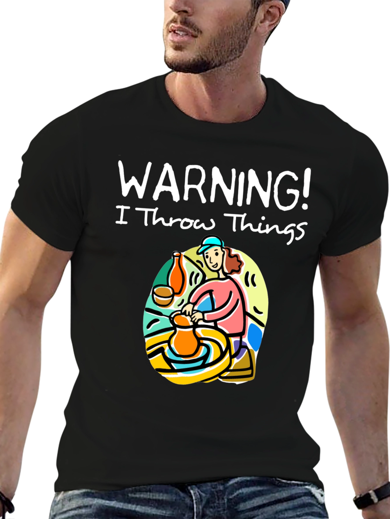 Warning I Throw Things T-Shirt: Pottery Lover Gift