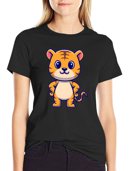 Cute Tiger Graphic Black T-Shirt