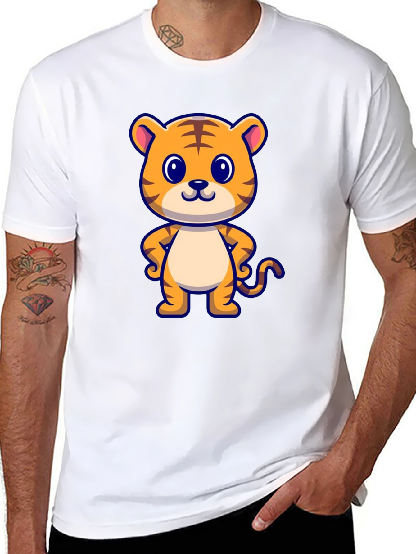 Cute Tiger Graphic Black T-Shirt