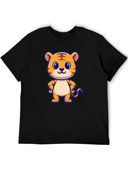 Cute Tiger Graphic Black T-Shirt
