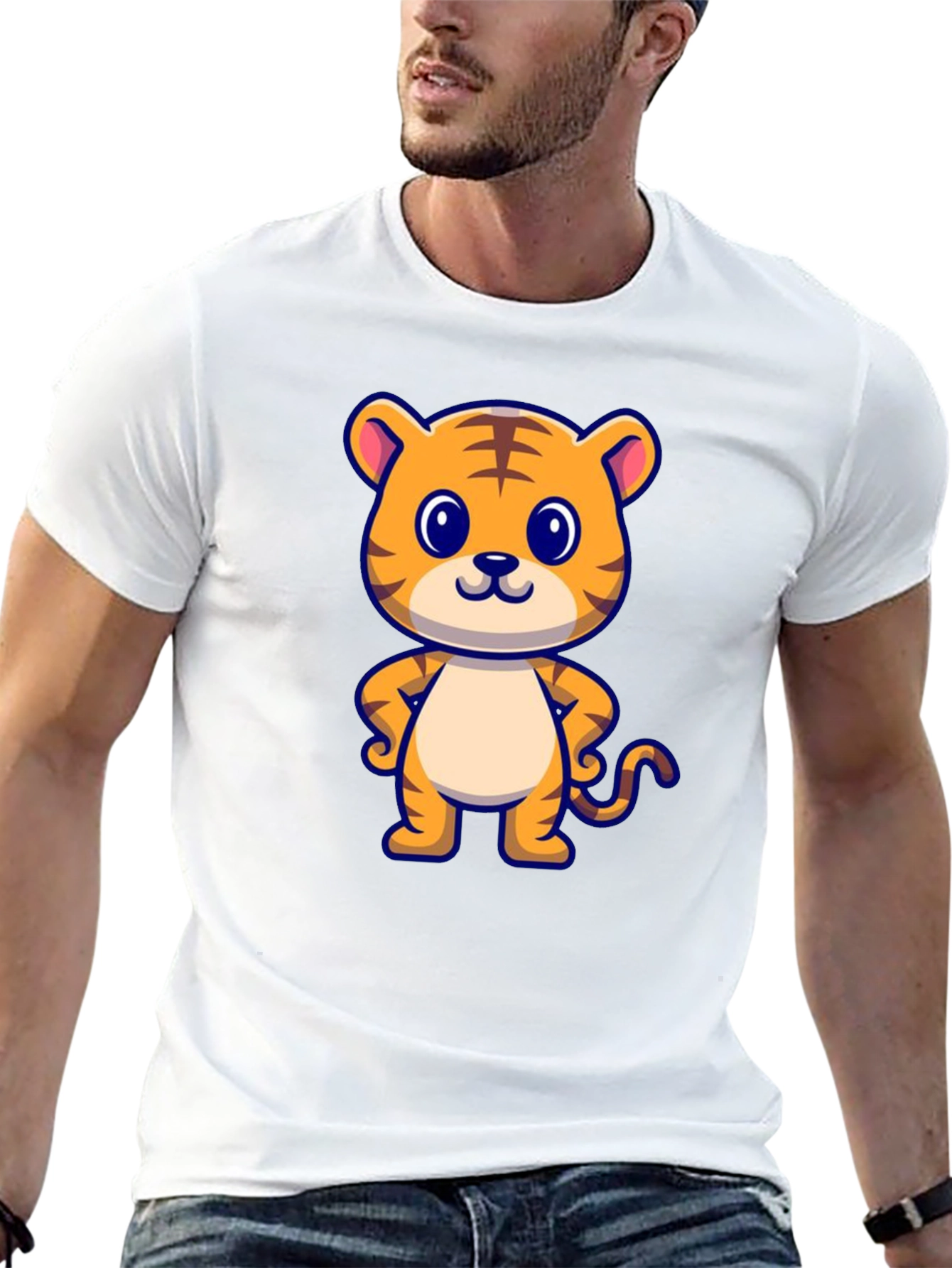Cute Tiger Graphic Black T-Shirt