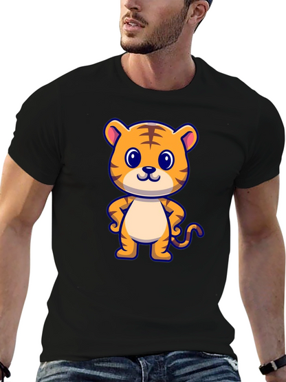 Cute Tiger Graphic Black T-Shirt