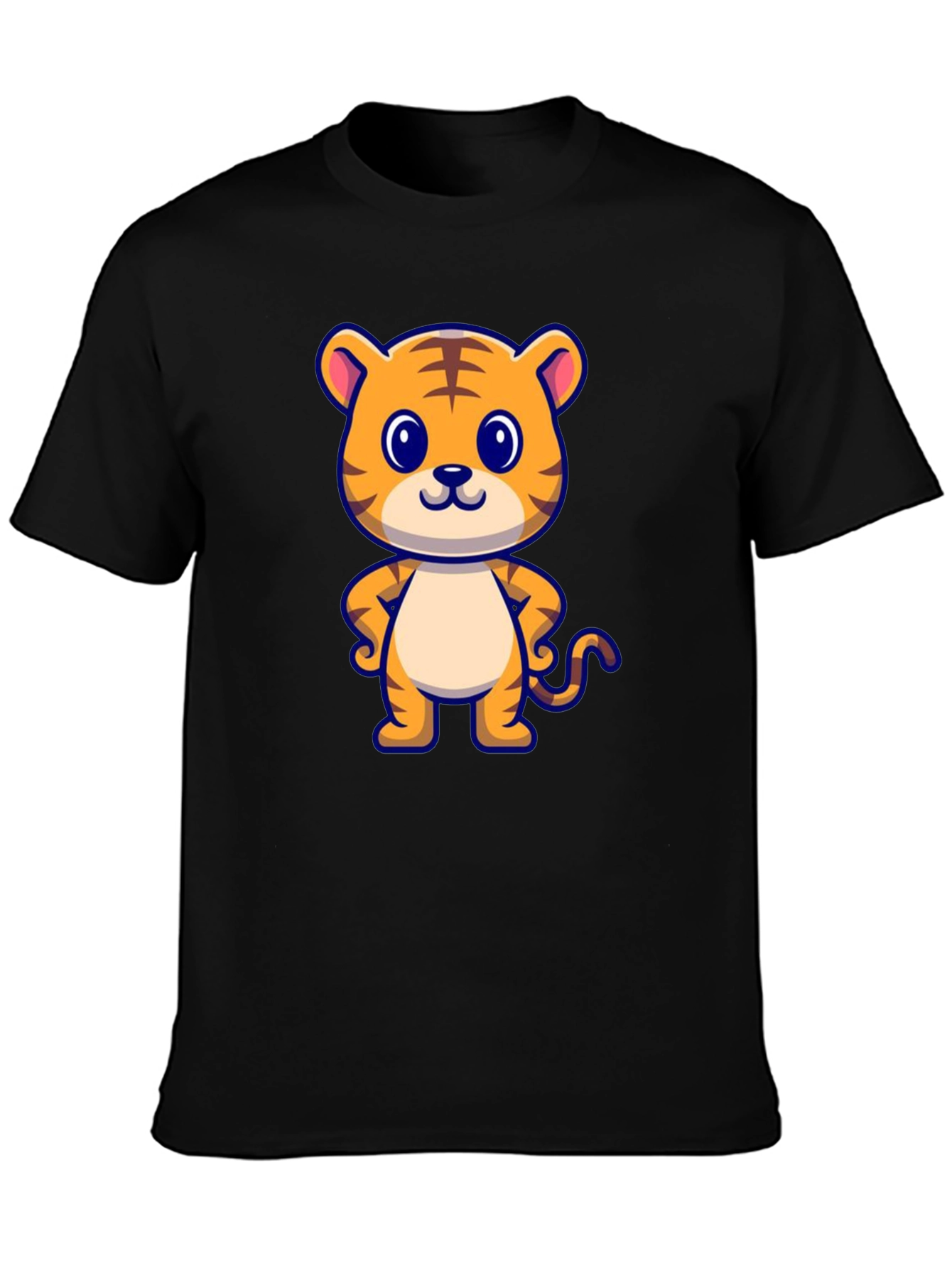 Cute Tiger Graphic Black T-Shirt
