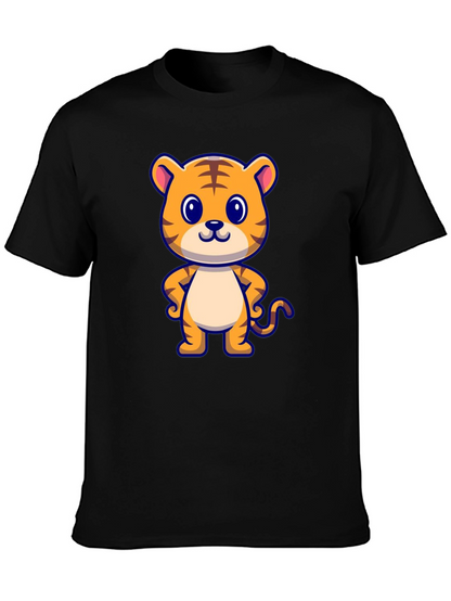 Cute Tiger Graphic Black T-Shirt