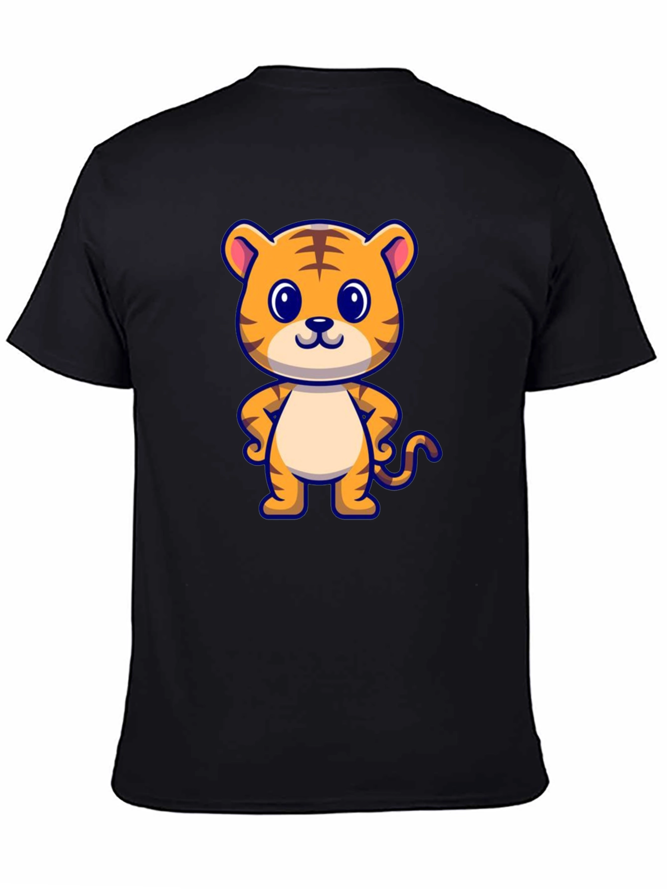 Cute Tiger Graphic Black T-Shirt
