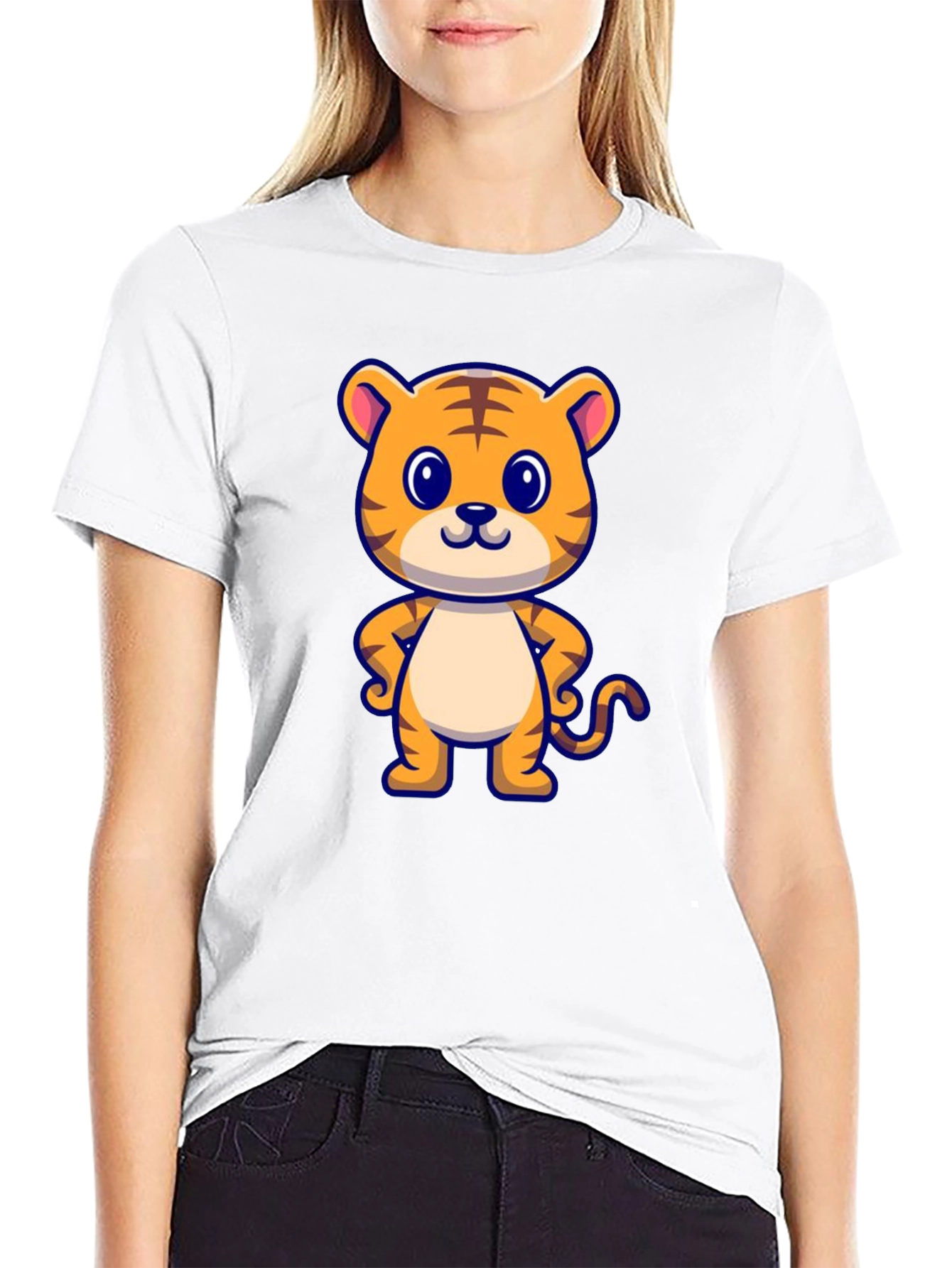 Cute Tiger Graphic Black T-Shirt