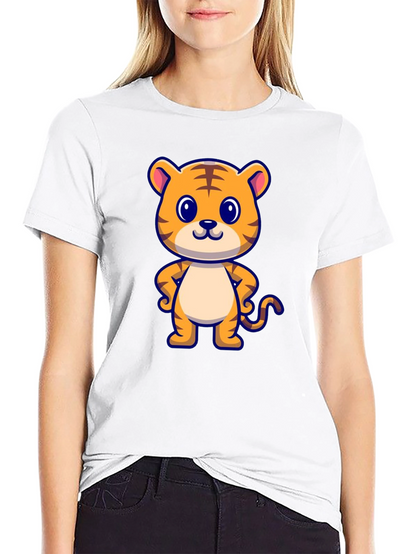Cute Tiger Graphic Black T-Shirt