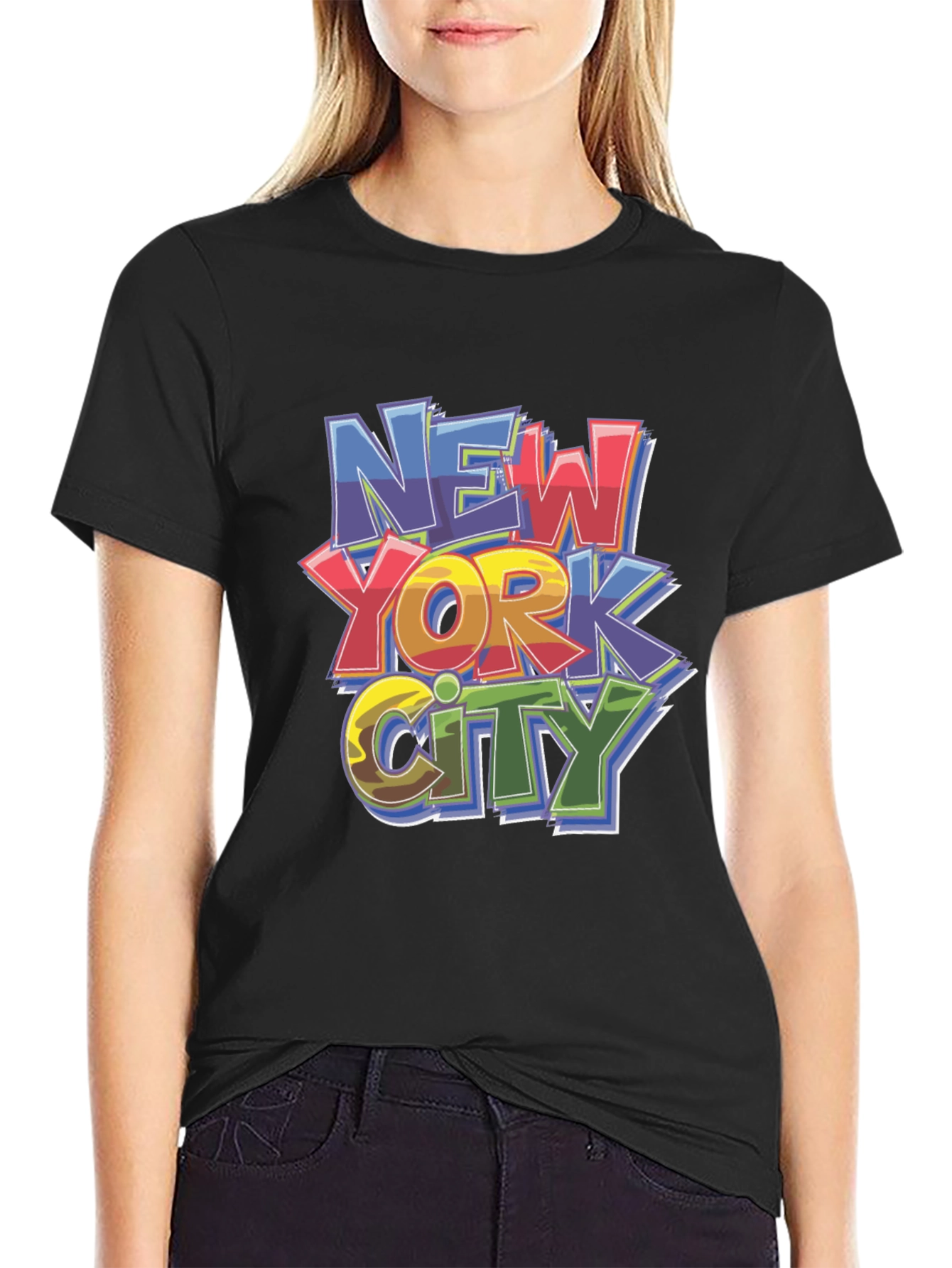 New York City Graphic Print Black T-Shirt