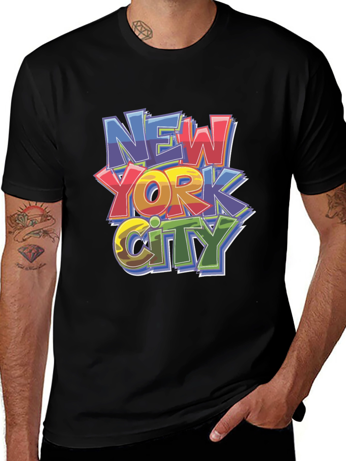 New York City Graphic Print Black T-Shirt