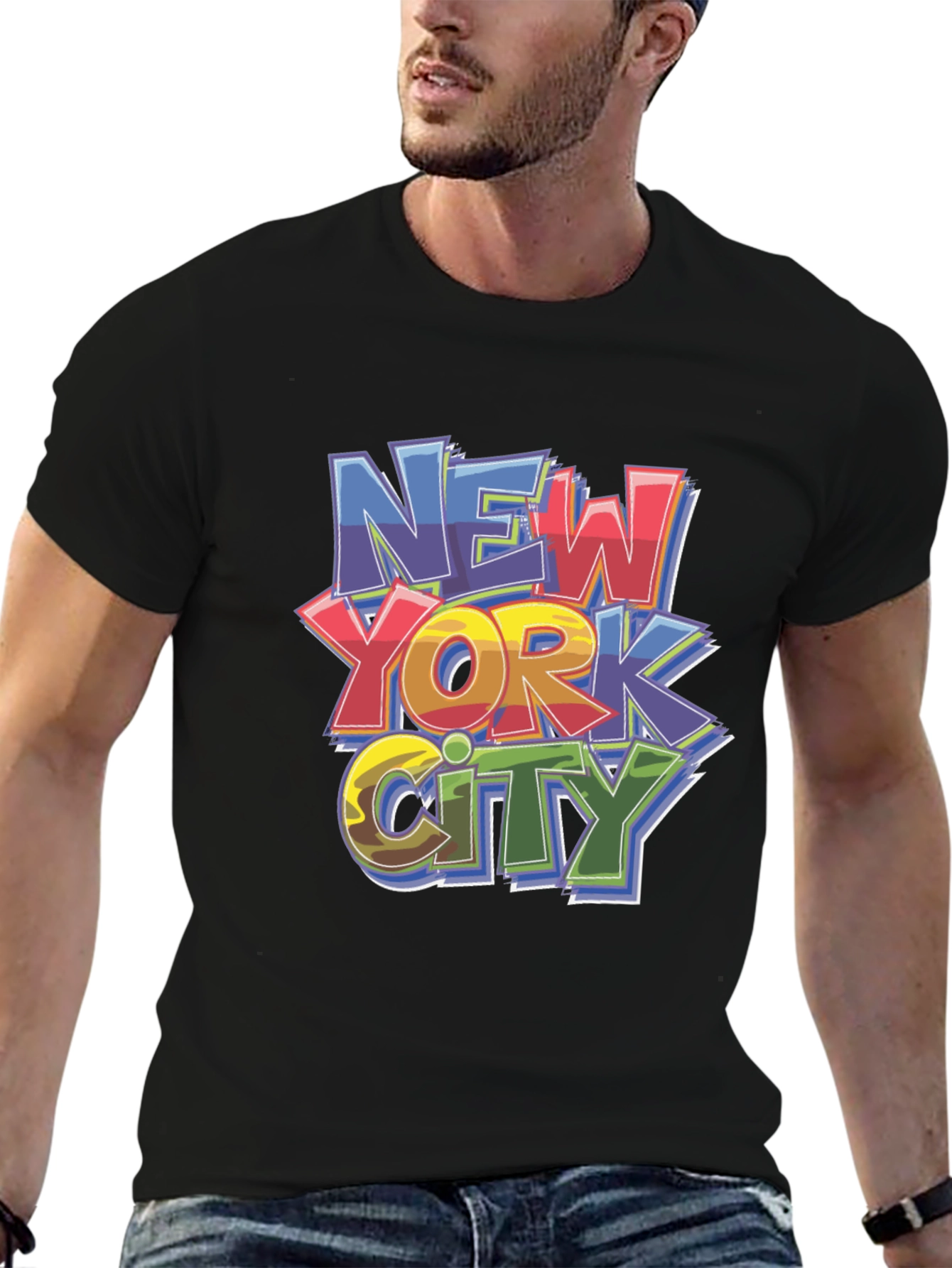 New York City Graphic Print Black T-Shirt