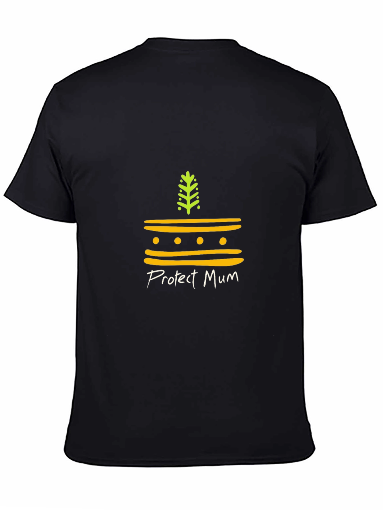 Protect Mum Black T-Shirt with Earth Motif