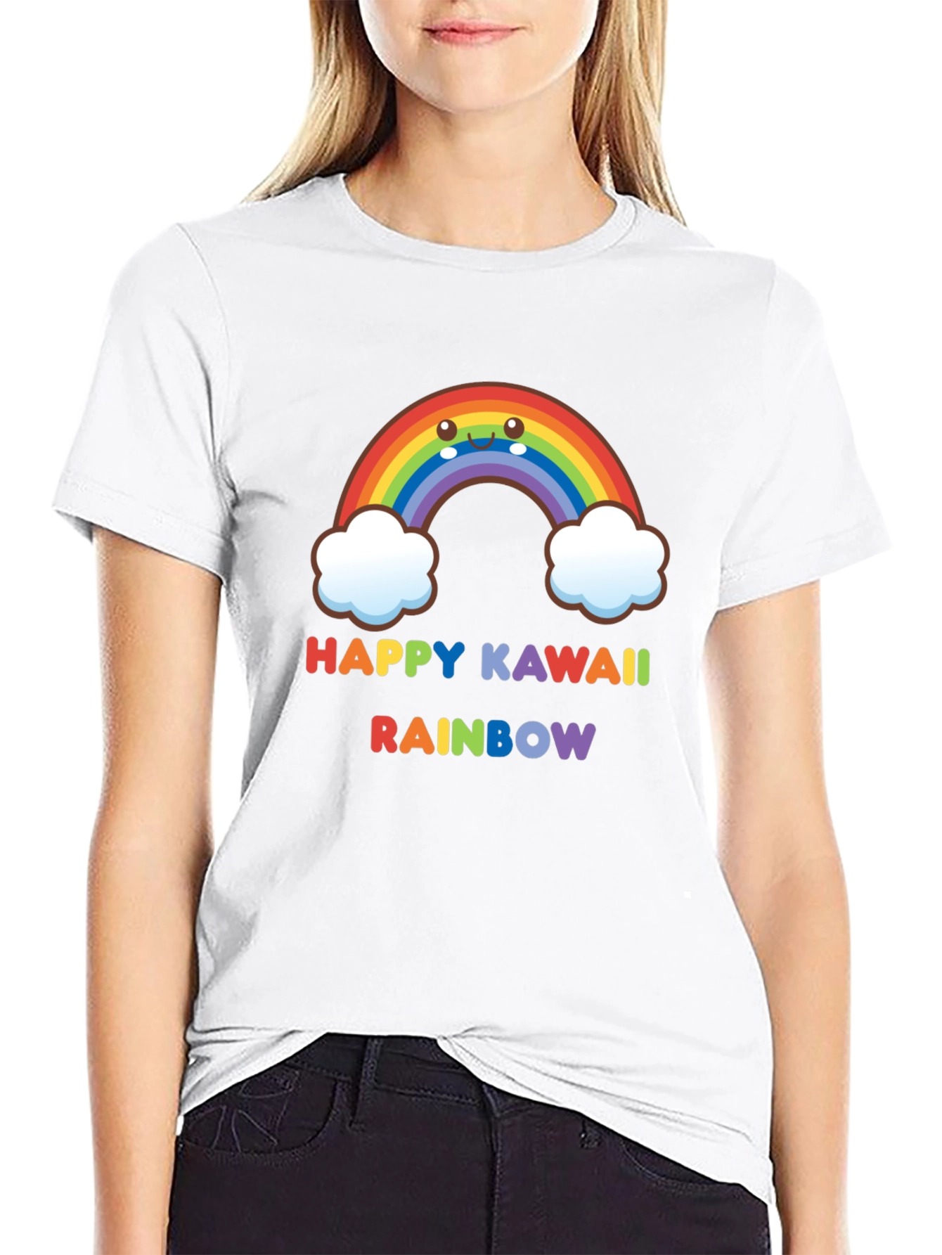 Happy Kawaii Rainbow Graphic Tee