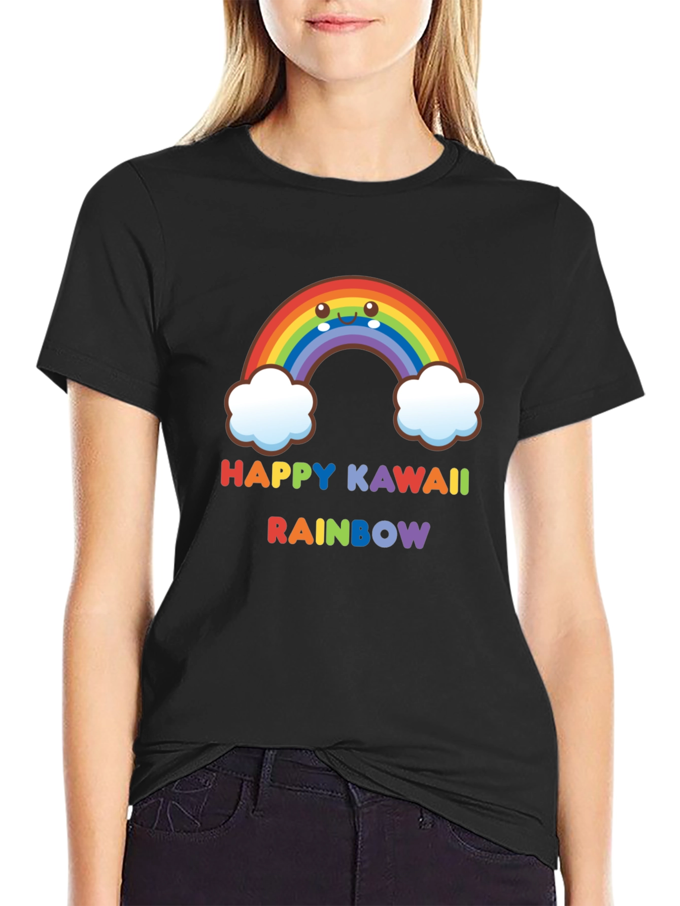 Happy Kawaii Rainbow Graphic Tee