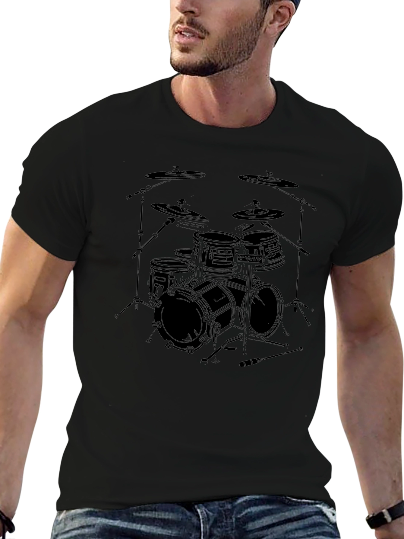 Drum Set Graphic Tee - Band Fan T-Shirt